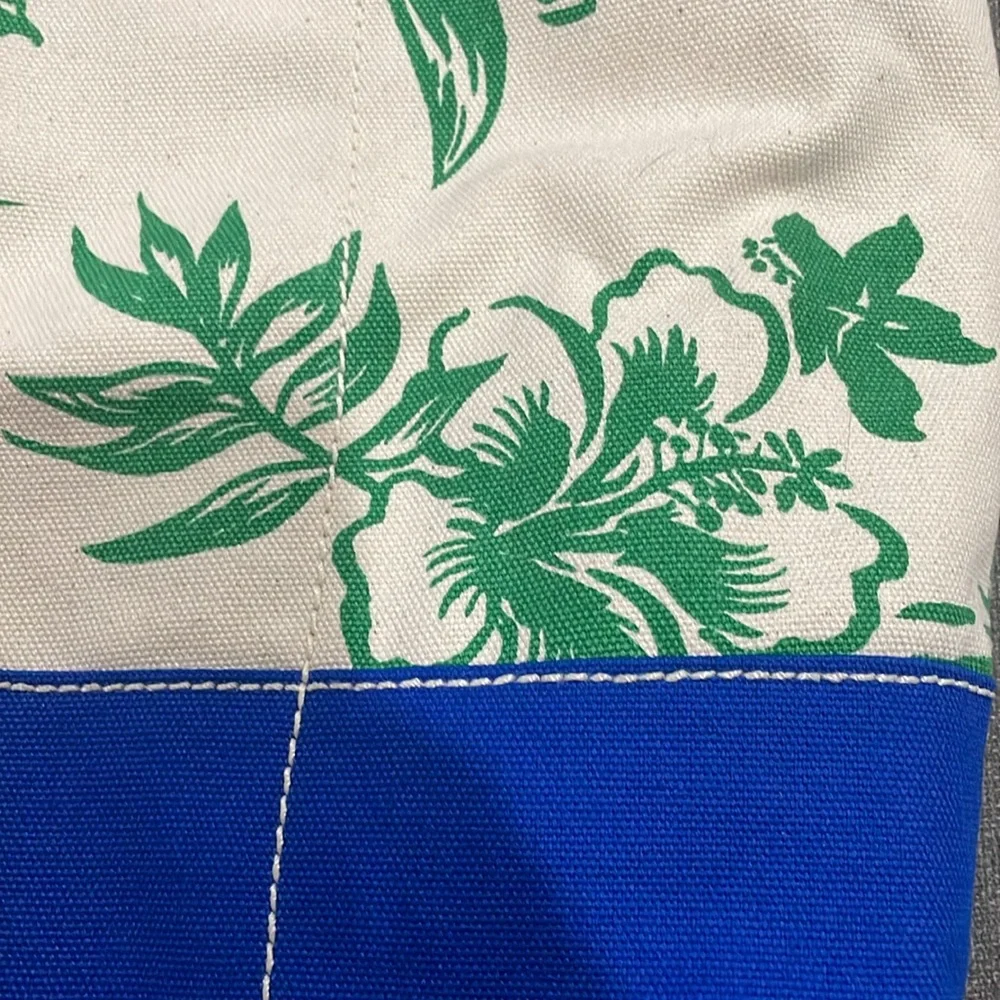 COPY - Lands End Beige Green Blue Tropical 2 wine Bottle Holder Bag